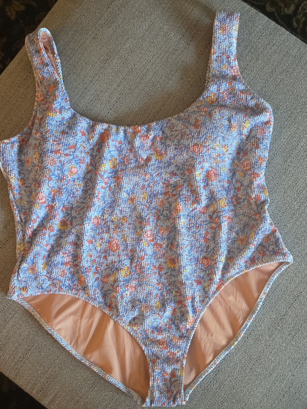 J. Crew Floral One-Piece Swimsuit in Light Blue and Peach
